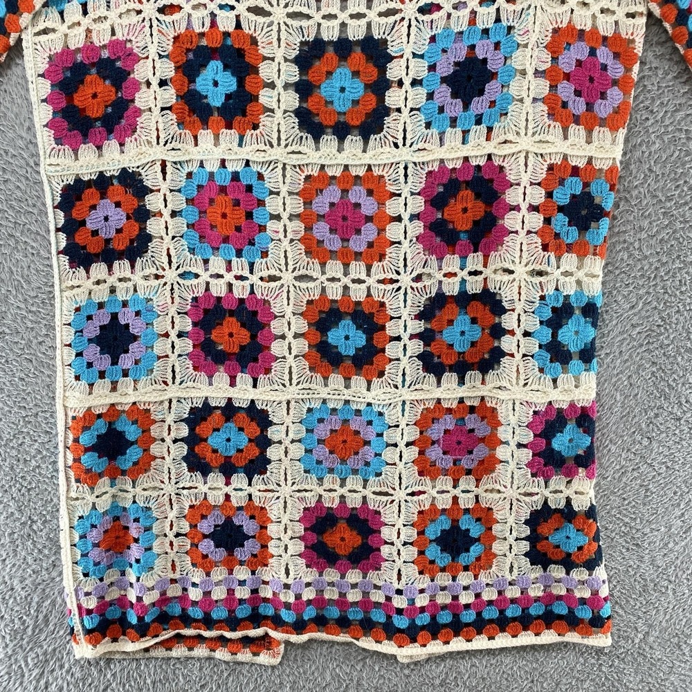 POL Cardigan Sweater Womens Granny Square Crochet Cottagecore Duster - Picture 9 of 12